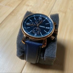 Fossil Rhett Chronograph Navy Leather Watch